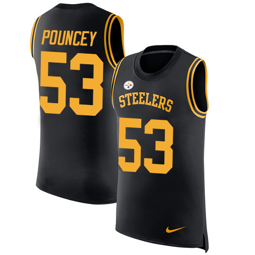 Nike Steelers #53 Maurkice Pouncey Black Team Color Men's Stitched NFL Limited Rush Tank Top Jersey